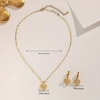 3pcs Elegant Heart Pendant Necklace and Earrings Set.