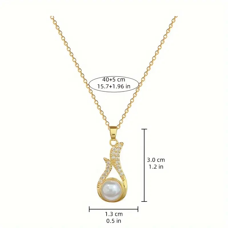 1 Set Fashion Fox Tail Flower Design Titanium Steel Necklace and Earrings.