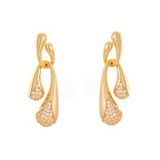 1 Pair Elegant Golden-Tone Drop Earrings with Sparkling Water Droplet Design.