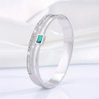 Elegant Stainless Steel Double Row Green Bracelet - Perfect Gift for Her, All-Season Wear