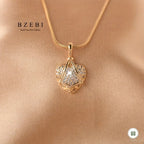 BZEBI 18K Golden Plated Cubic Synthetic Zirconia Necklace for Women.