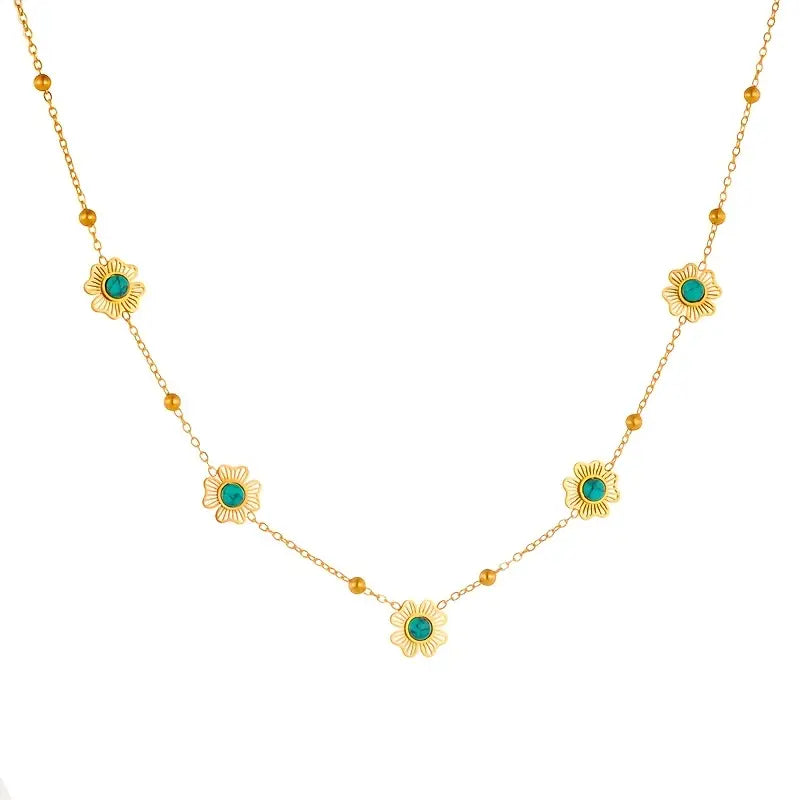 Elegant Temperament Women Jewelry Set with Stainless Steel Golden Chain Including Necklace, Earrings, Party Jewelry Gifts.