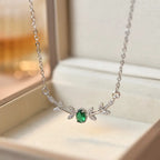 Elegant Copper Leaf & Branch Necklace with Cubic Zirconia for Women.