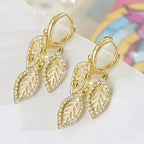 Elegant Drop Earrings Golden Leaf Design.