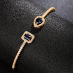 Elegant Geometric Cuff Bracelet with Sparkling Cubic Zirconia - Chic Women's Fashion Jewelry for Everyday & Festivals