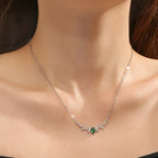 Elegant Copper Leaf & Branch Necklace with Cubic Zirconia for Women.