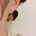 Elegant Drop Earrings Golden Leaf Design.