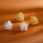 1 Pair Women'S Elegant Floral-like Stud Earrings - Golden-Tone Floral Accent.