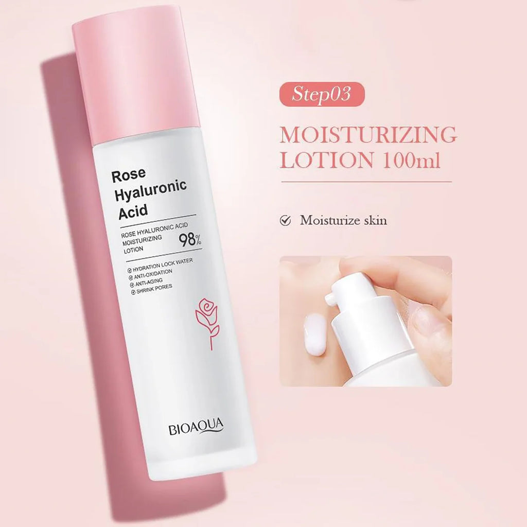 Bioaqua Rose Hyaluronic Acid Moisturizing 6 Pcs Skin Care Set