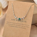 Elegant Copper Leaf & Branch Necklace with Cubic Zirconia for Women.