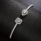 Elegant Geometric Cuff Bracelet with Sparkling Cubic Zirconia - Chic Women's Fashion Jewelry for Everyday & Festivals