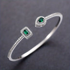 Elegant Geometric Cuff Bracelet with Sparkling Cubic Zirconia - Chic Women's Fashion Jewelry for Everyday & Festivals
